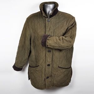 BARBOUR Men's Classic Country Quilt Jacket with Full Zip Button Corduroy Collar